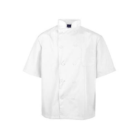 KNG Lg Lightweight Short Sleeve White Chef Coat 2578WHTL